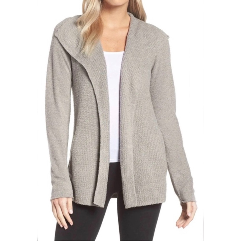 Barefoot Dreams Cozy Chic Lite Cardigan Waffle Knit Oatmeal L